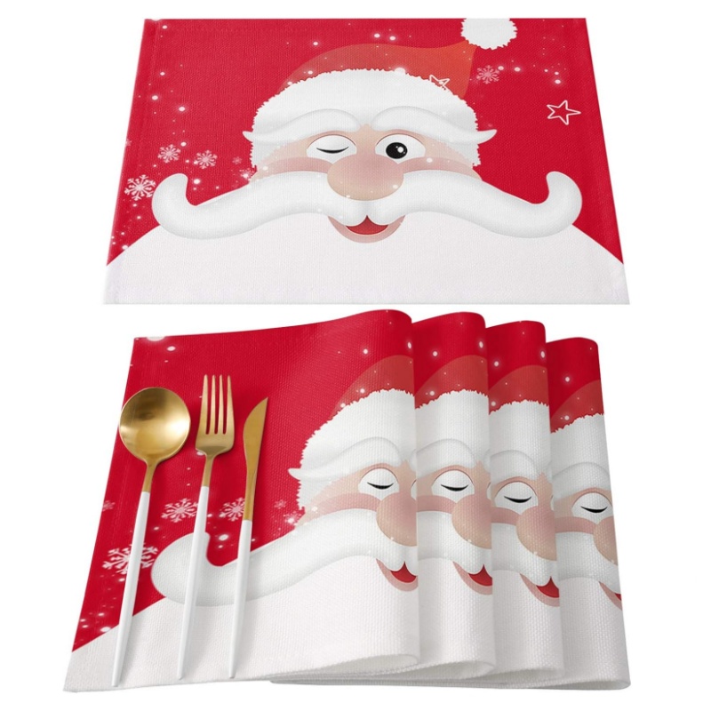 Christmas Style Cute Santa Claus Table Placemats for Dining Table