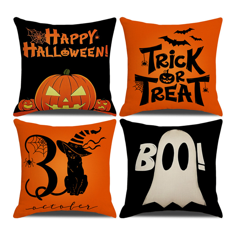 Halloween Boo Ghost Pumpkin Truck Throw Pillow Covers