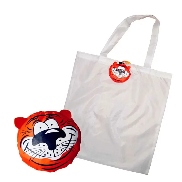 Football shaped folding shopping tote bag with logo printing