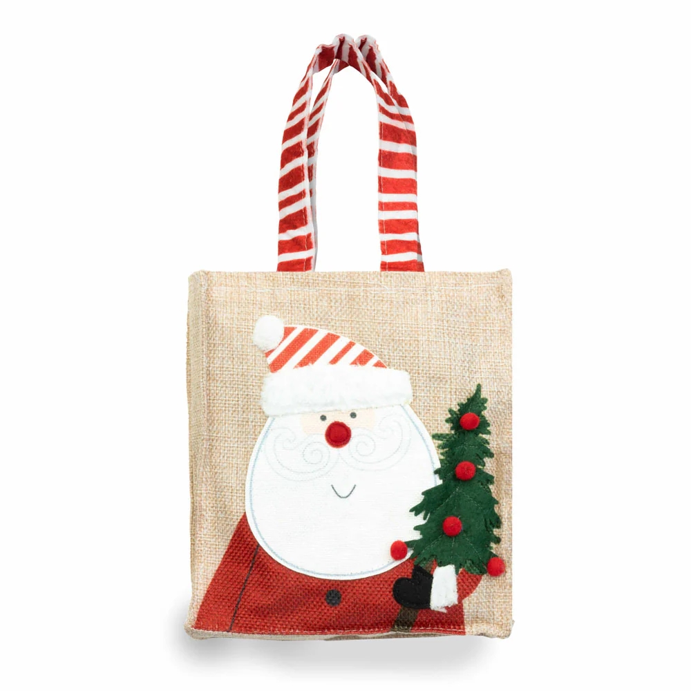 Christmas Jute Burlap Gift Tote Bags