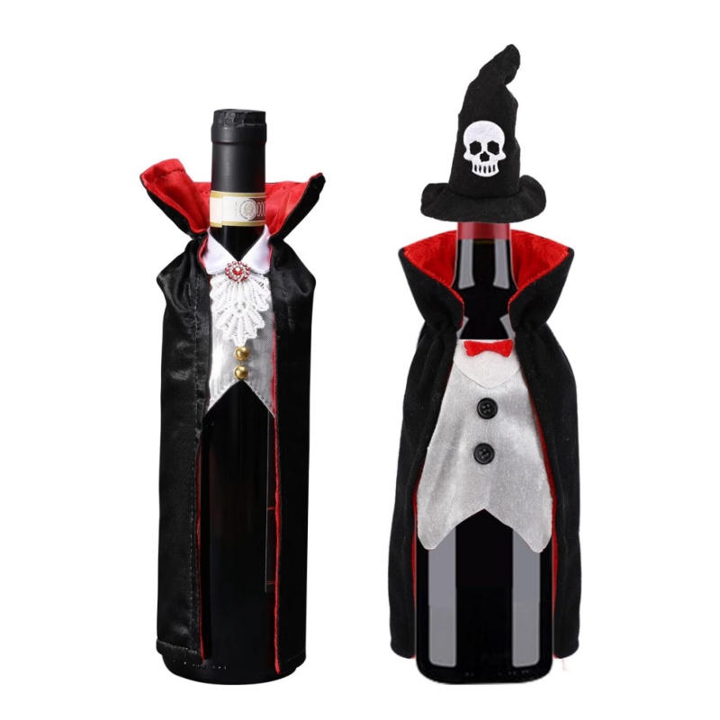 Flannel Dracula Halloween Wine Bottle Clothes