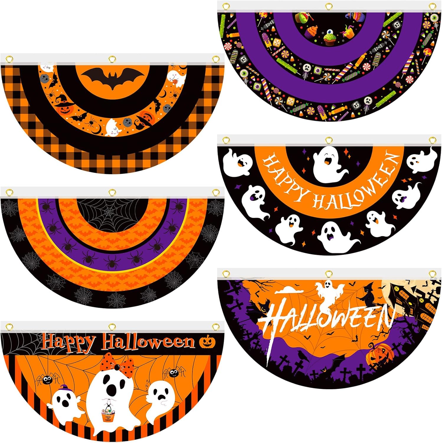 Halloween Bunting Fan Flag Half Fan Banner Decoration