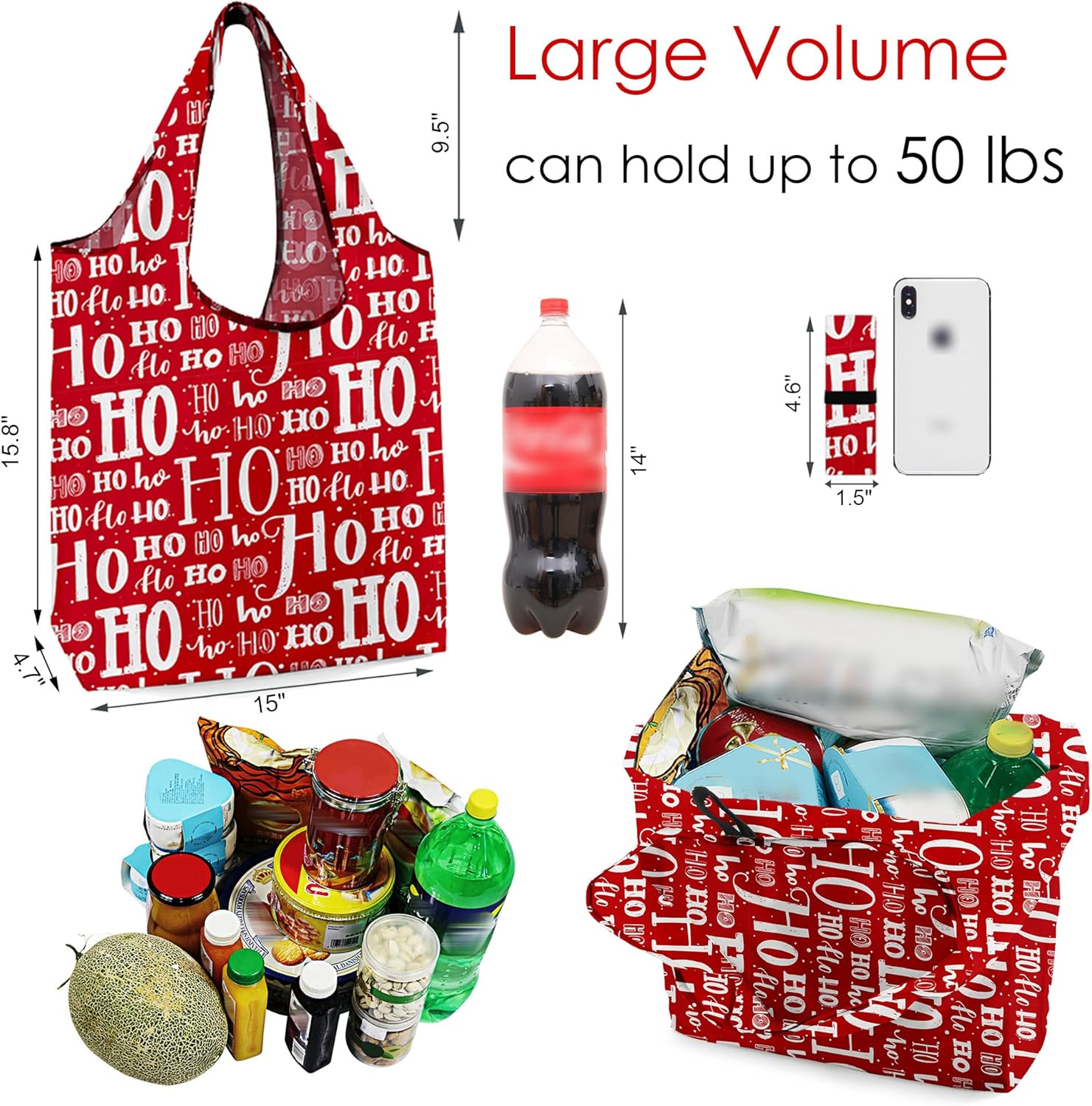 Reusable Christmas Grocery Shopping Gift Bags