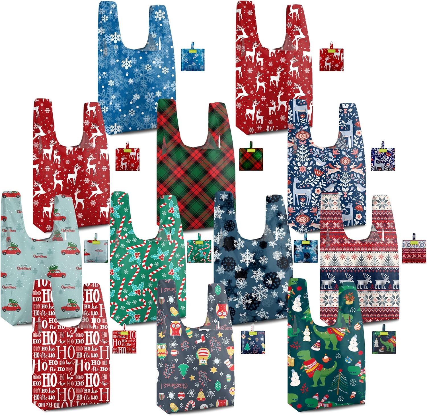 X-Large Christmas Reusable Foldable Grocery Gift Bag