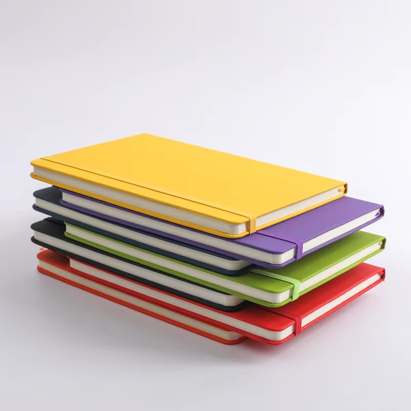 Customized logo printing A5 linen hardcover PU leather notebook