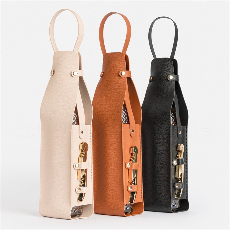 PU Leather Wine Tote Gift Bag