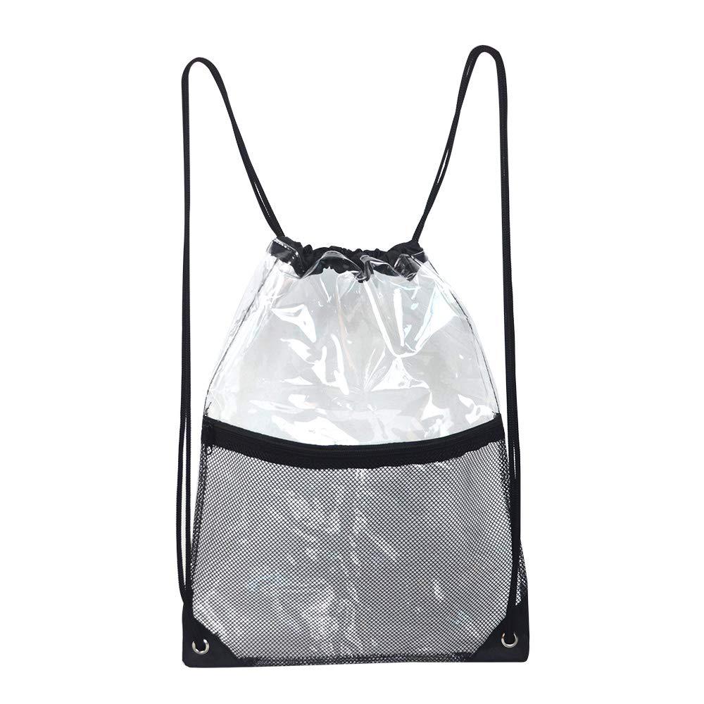 Custom Printed Sports Canvas Transparent PVC Drawstring Backpack