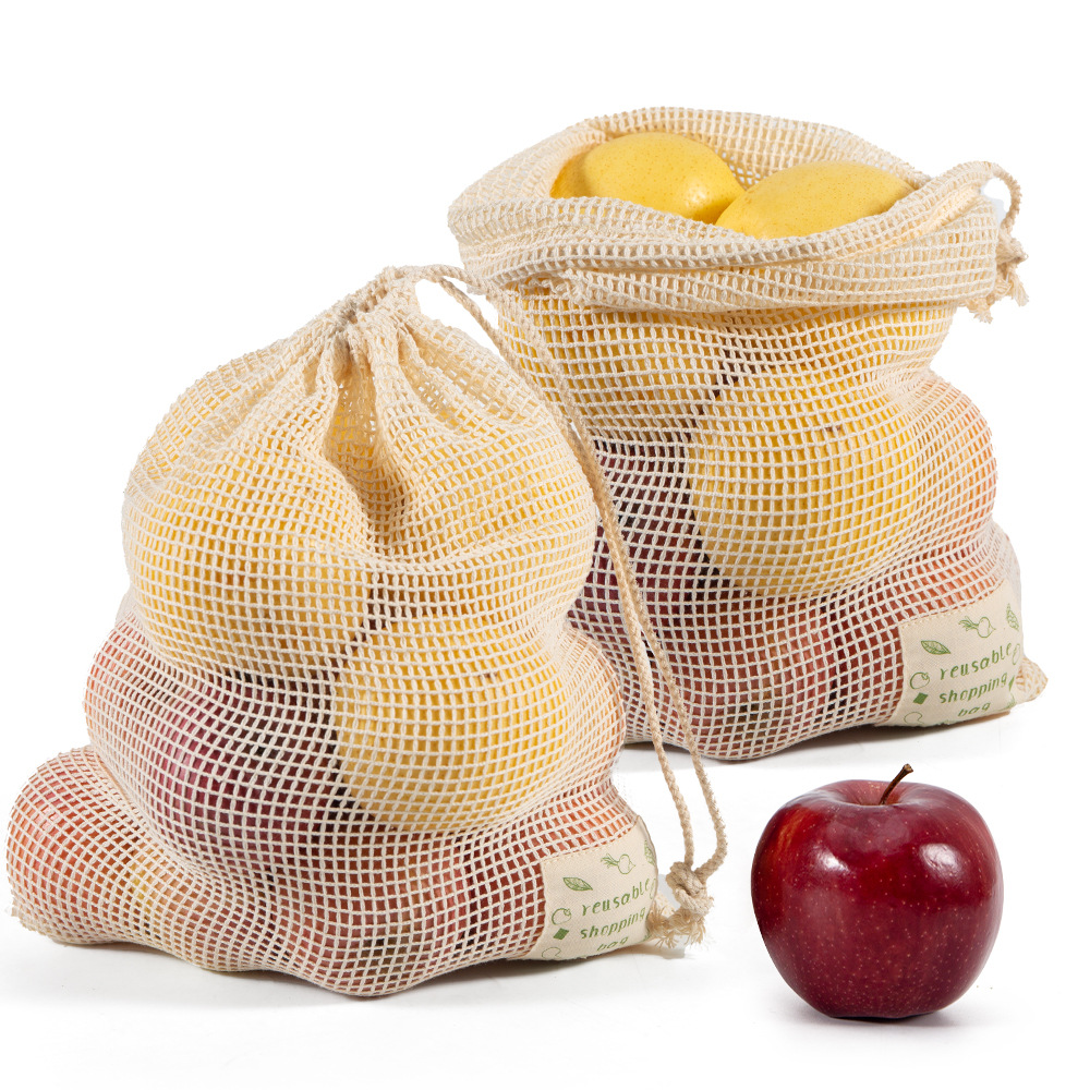 Reusable Various Sizes Eco Cotton Mesh Produce Bag