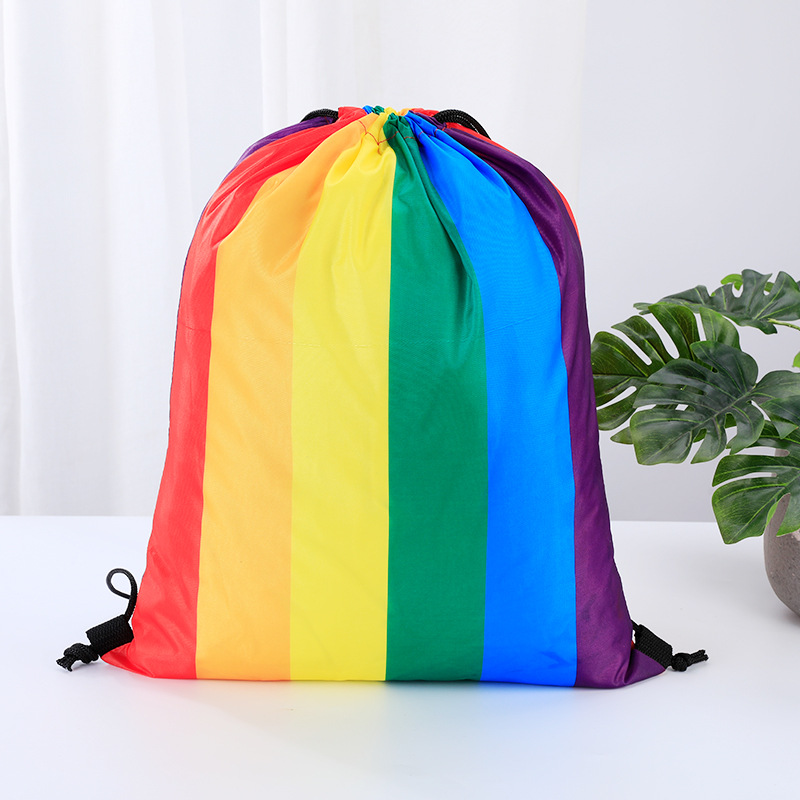 Promotional custom logo printed waterproof 210d polyester drawstring bag
