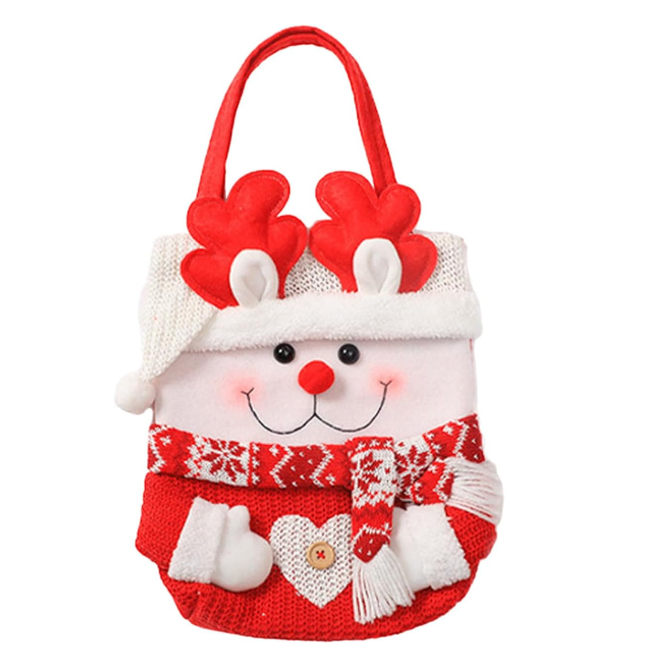 Christmas Small Soft Candy Gift Bags With Handles